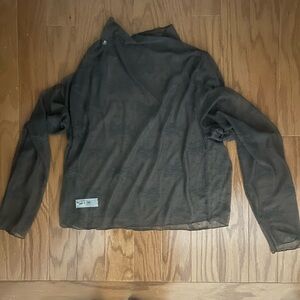 Aerie Lace Long Sleeve Top Smoke Grey XL